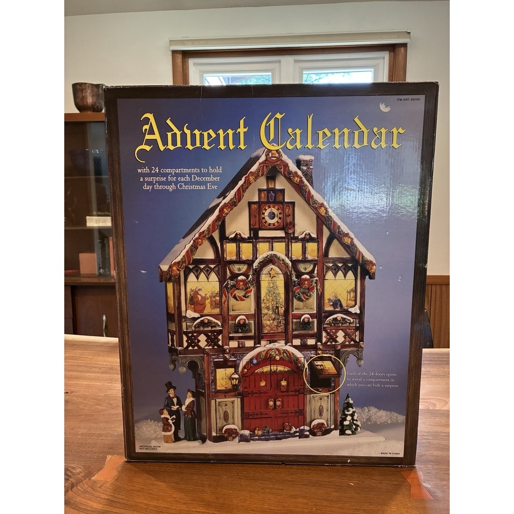 Costco Wooden Advent Christmas Calendar Santa Victorian House 24 Doors ***read